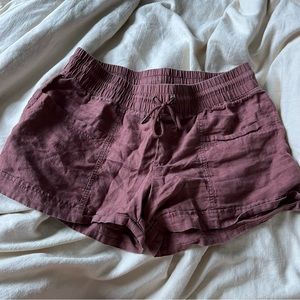 Athleta purple mauve Cabo linen short 4” like new size 14